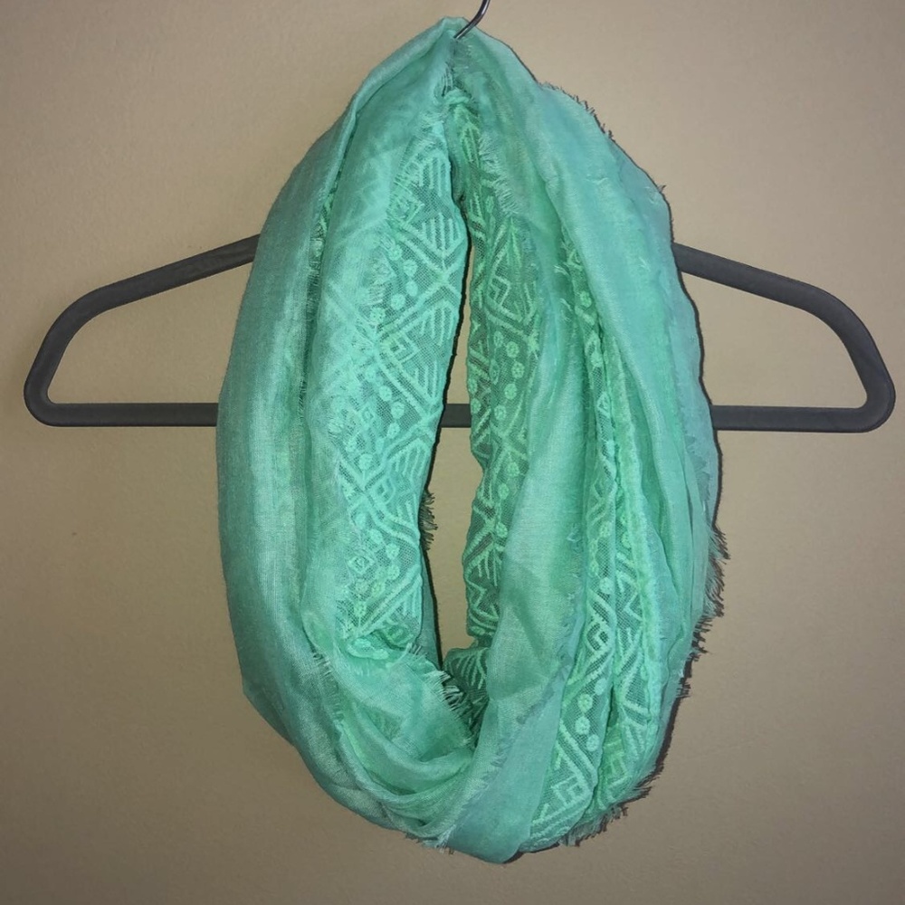 Sea-foam Green Patterned Infinity Scarf
